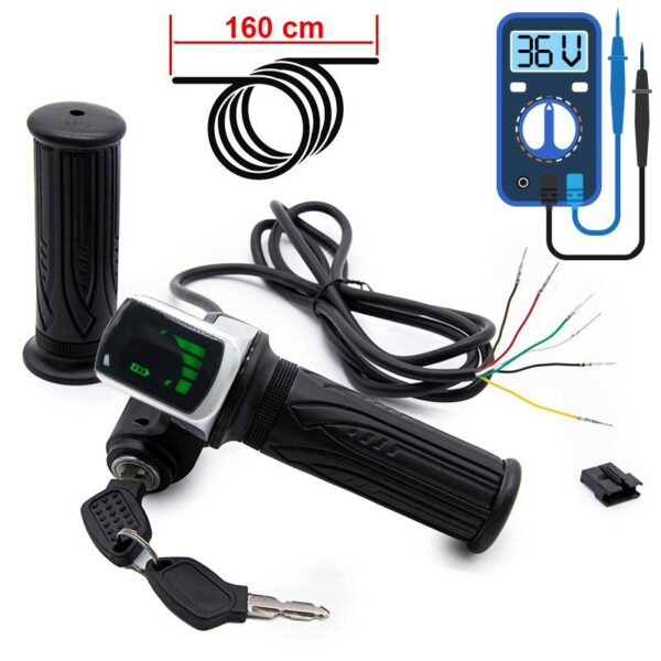 Grip Throttle com Indicador de Bateria (36V) e Chave - Conector SM