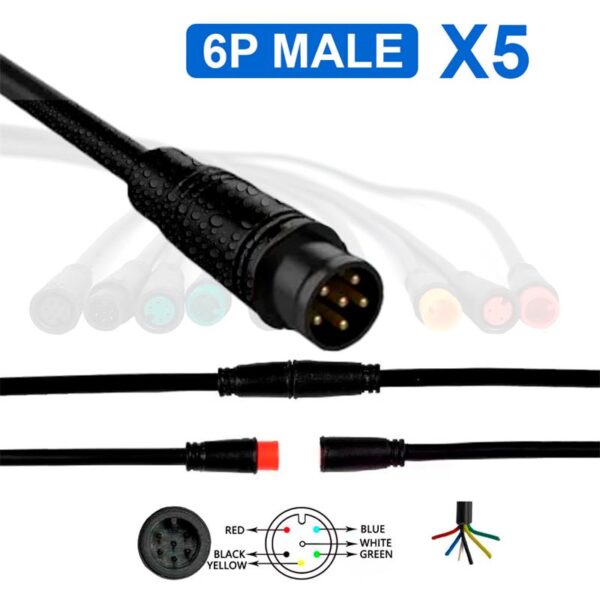 Conector à prova d'água 8mm 6 pinos - 5M