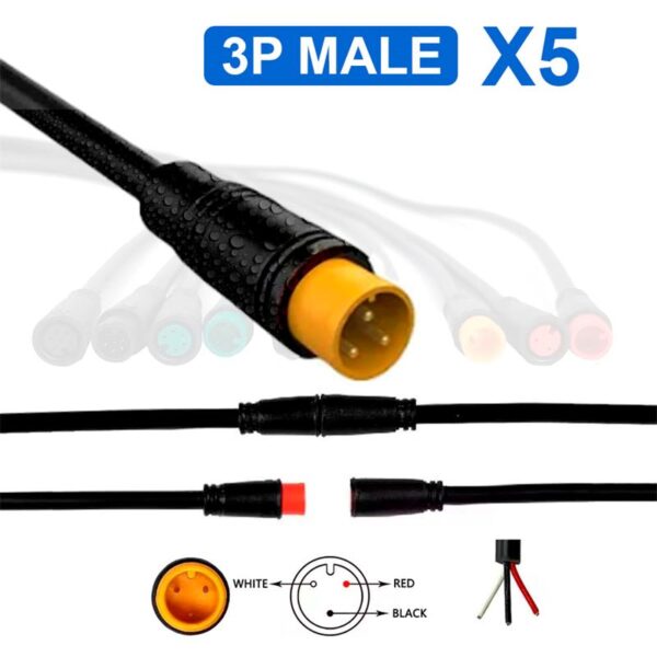 Conector à prova d'água 8mm 3 pinos - 5M