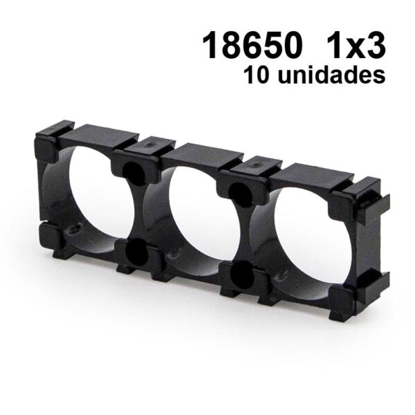 Suporte de bateria 18650 1x3 - 10 unidades
