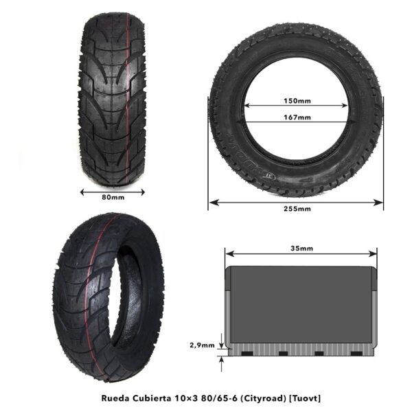 Pneu 10x3 80/65-6 (Cityroad)