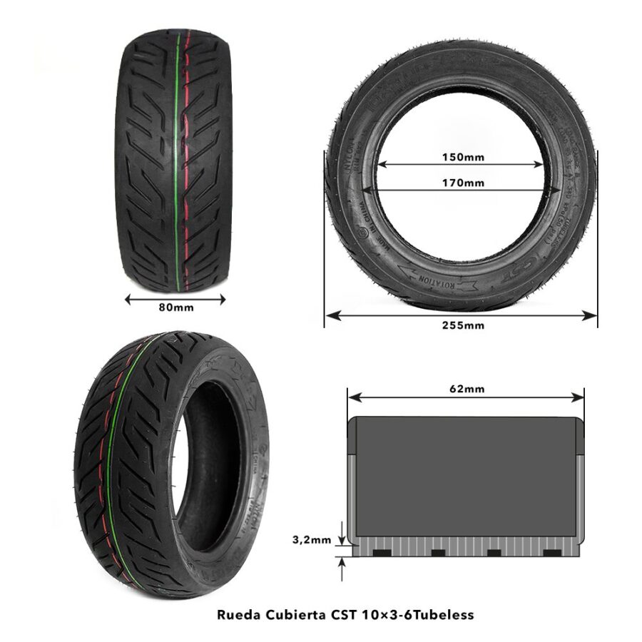Pneu pneu Tubeless CST 10x3-6