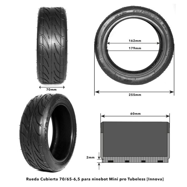 Pneu 70/65-6.5 Trotinete Eletrica Ninebot Mini pro Tubeless