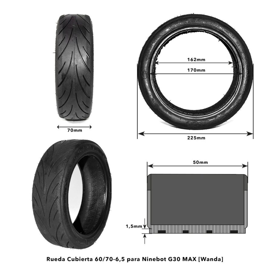 Pneu 60/70-6,5 Trotinete Eletrica Ninebot G30 MAX