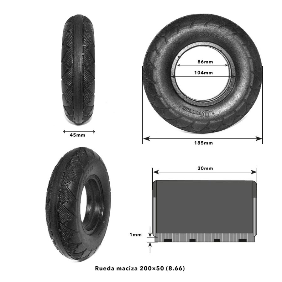 Pneu Maciço 200x50 (8,66)