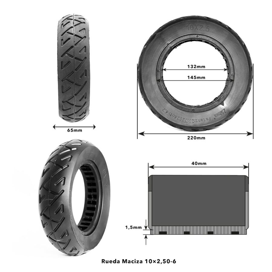 Pneu Maciço 10x2,50-6