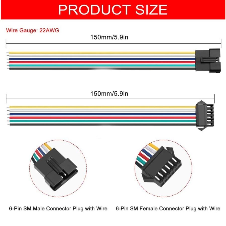Conector SM 6 pinos cabo 22 AWG - 5M/5H (pacote 10 unidades)