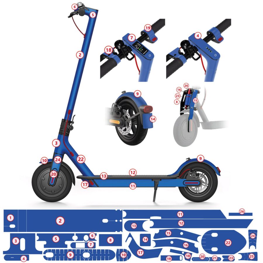 Vinil Trotinete Eletrica Xiaomi PROSTREET (Petronas) - Kit pleto