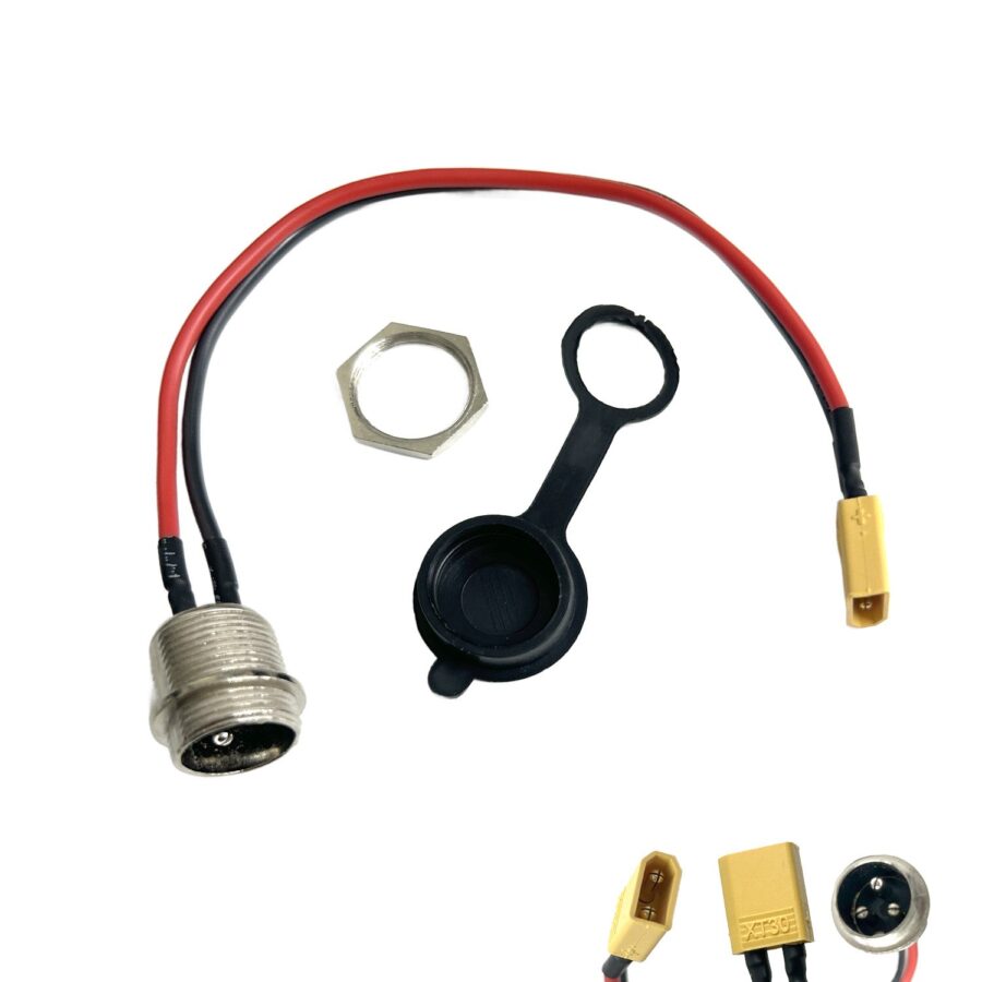 Tomada carregamento GX16 conector XT30 (inclui tampa  conector)