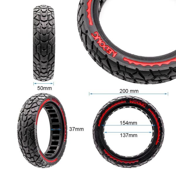 Pneu Maciço ultraleve offroad 8,5x2-6,1/B34 - vermelha [Nedong]