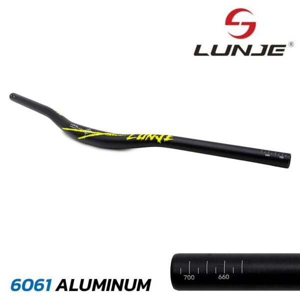 Guidão de 720 mm com elevação 25 mm preto-verde