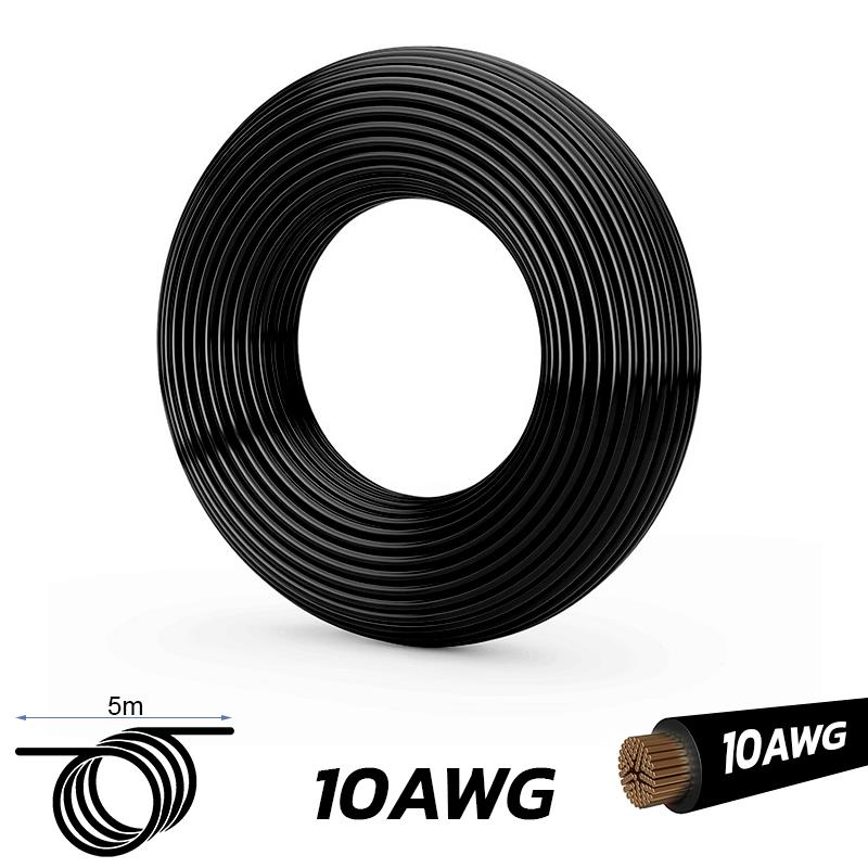 Cabo preto 10 AWG - 5M