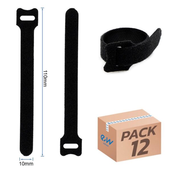 Tira de velcro para abraçadeira preto - 10 x 110mm