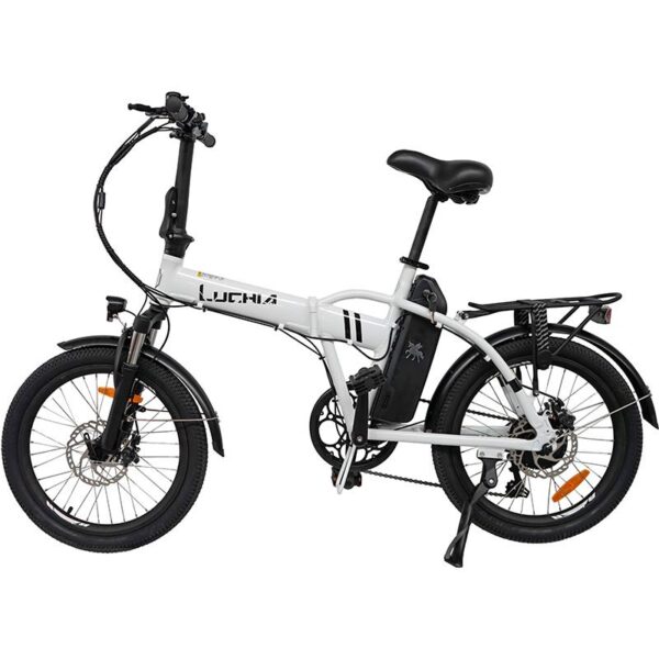 Bicicleta elétrica dobrável Sirio branca 20" com freios a disco