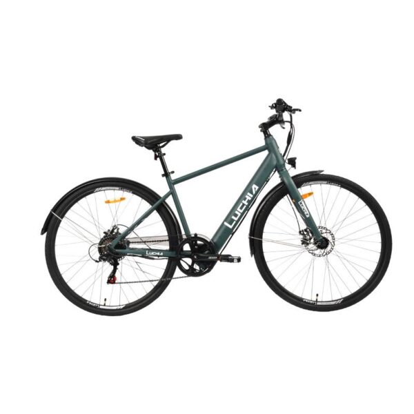 Bicicleta de estrada elétrica Atria Green 700c com estrutura de aço e freios a disco