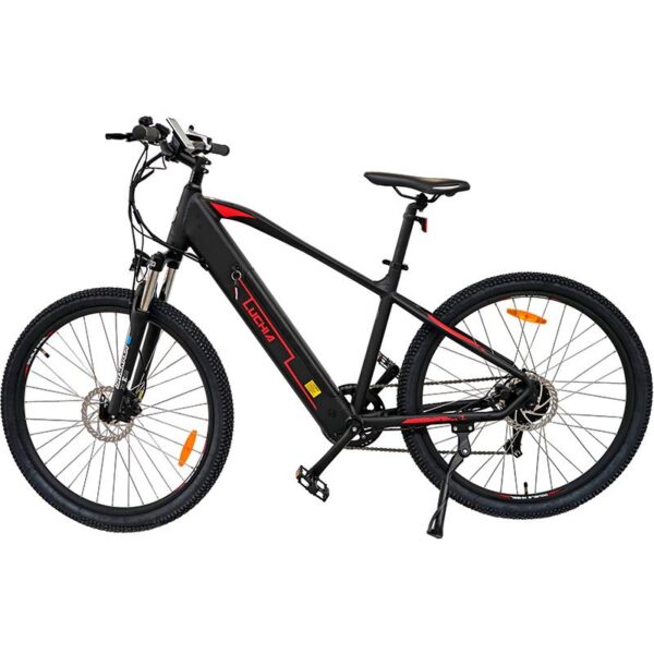 Bicicleta elétrica MTB Spica vermelha 27,5" com freios hidráulicos