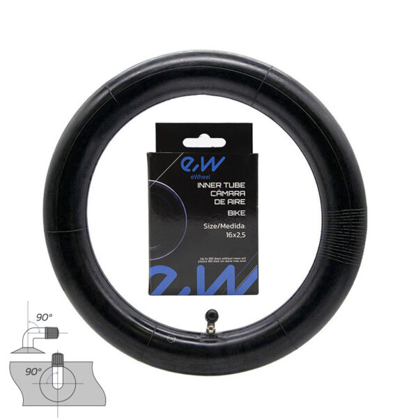 Câmara de ar 16x2,5 válvula curva 90ºx90º [Ewheel]