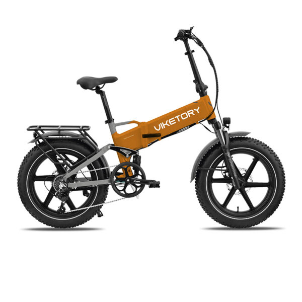 Bicicleta elétrica dobrável BRAVE para pneus largos - Laranja Cinza