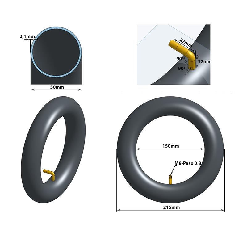 Camara de Ar 8,5x2 Valvula Curva 90x90° 4 Camara de Ar 8,5x2 Valvula Curva 90x90°