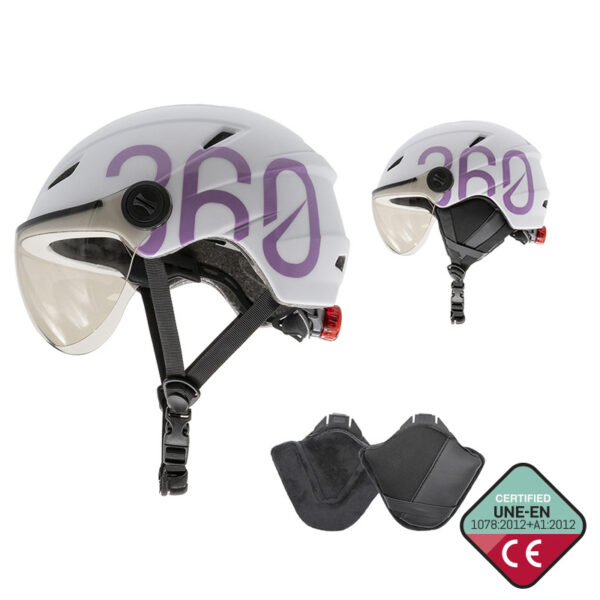 Capacete GLOOB Urbano - Blanc/Roxo – Protetores de orelhas removíveis